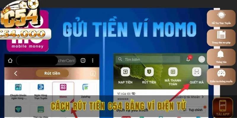 Cách rút tiền C54 bằng ví điện tử